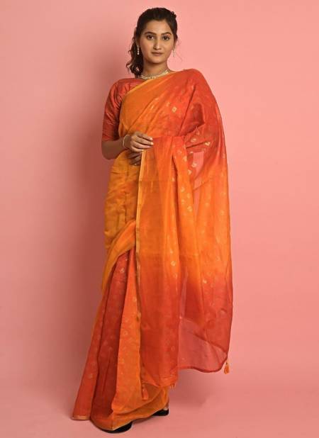 Yellow Colour Ashima New Latest Designer Fancy Wear Cotton Saree Collection 5805
